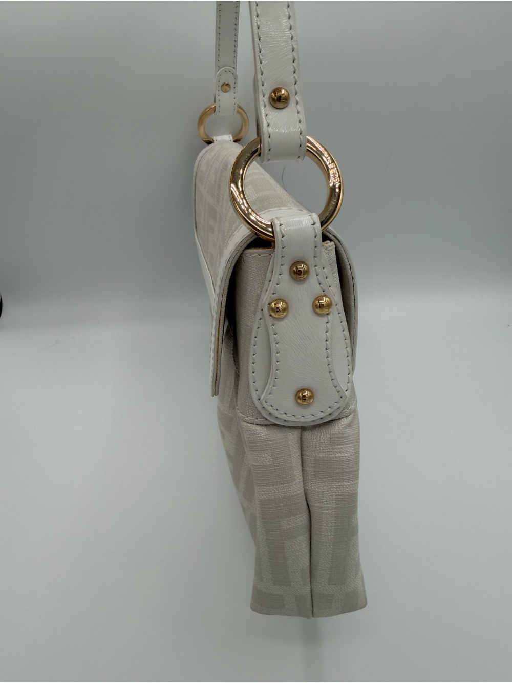 Vintage Fendi 2000s White Zucca Small Chef Shoulder Bag - Picture 3 of 6
